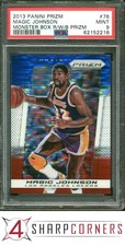 2013 PANINI PRIZM MONSTER BOX RED WHITE & BLUE #76 MAGIC JOHNSON HOF POP 4 PSA 9