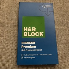 H R Block 2024 Premium Self-Employed / Rental Tax Software Boxed Key Card