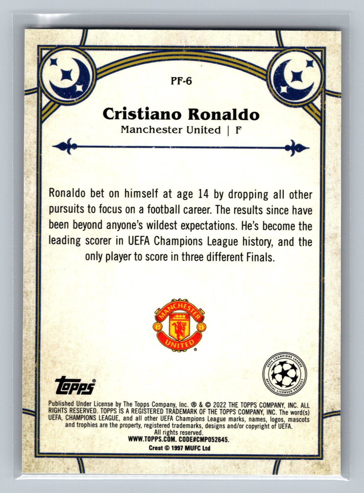2021-22 Topps Merlin Chrome -Cristiano Ronaldo Prphecy Fulfilled Refractor #PF-6 view 2