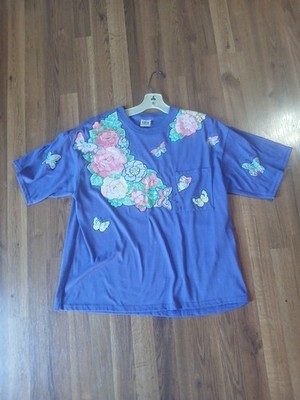Vintage Patched Custome Flower & Butterfly Shirt