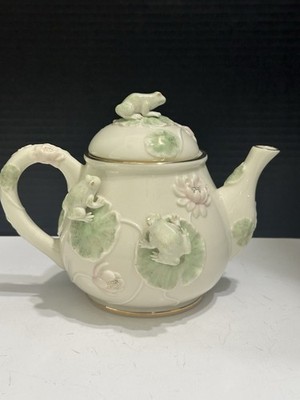 Rare Lenox Floral Frog Teapot Fine China  Capodimonte Style 3D Gold Trim Excelle