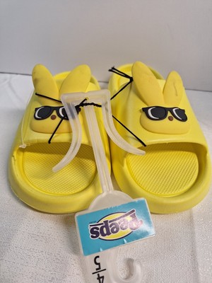 Peeps Yellow Bunny Kids Slide Sandals Size 4-5 New with Tags