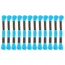 12 Skeins Embroidery Floss 8m Each Cotton Cross Stitch Thread Clear Blue
