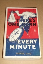 1939 H. FISHLOVE ... ONE BORN EVERY MINUTE JACKASS HURON OHIO SOUVENIR GAG GIFT