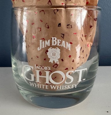RARE Jim Beam Jacob's Ghost White Whiskey Glass Low Ball Old Fashion FREE SHIP!