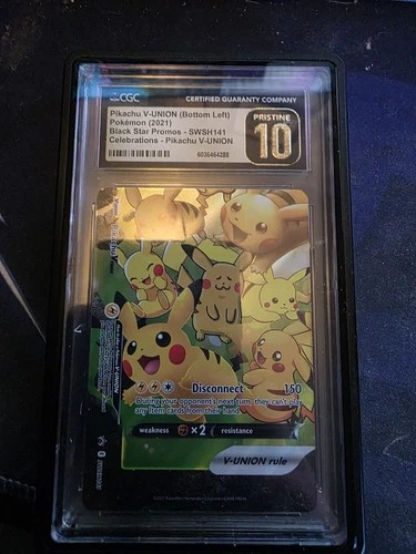 2021 POKEMON SWSH BLACK STAR PROMO #141 PIKACHU V-UNION CGC 10 PRISTINE