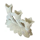 Vintage Fenton White Milk Glass Tulip Lotus Candleholder 8” Long