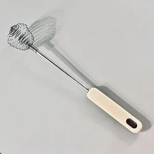 Vtg Spiral Coil Egg Whisk Beater Stainless French Coil Spring Kitchen Utensils