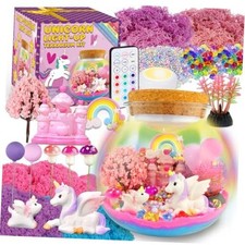 Terrarium Crafts Kit for Kids-LED Night Light Up Remote Birthday Unicorn