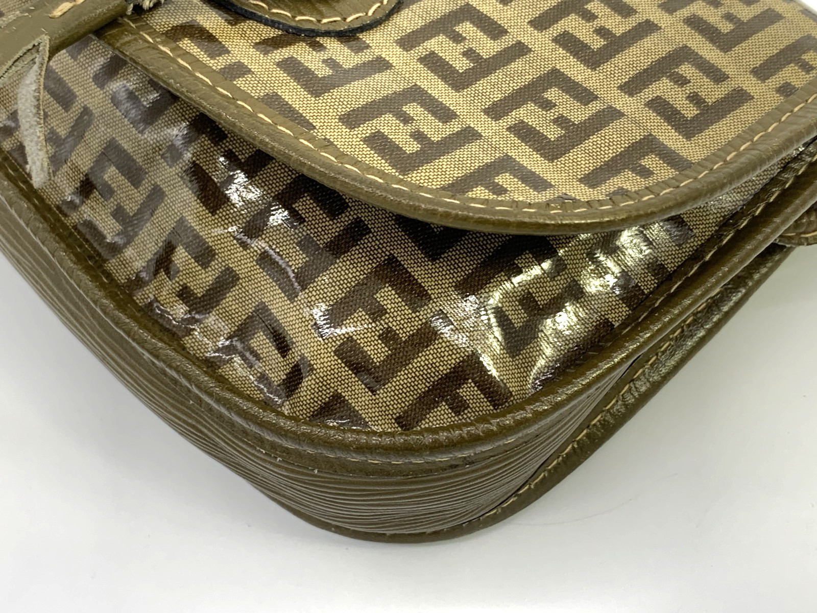 Fendi Vintage Crossbody Shoulder Bag Purse Zucca pattern Canvas Brown Authentic thumbnail 9