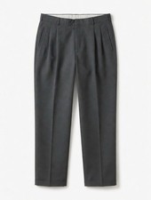 Men's Gray Pleated Straight Leg Solid Dress Pants Regular Size