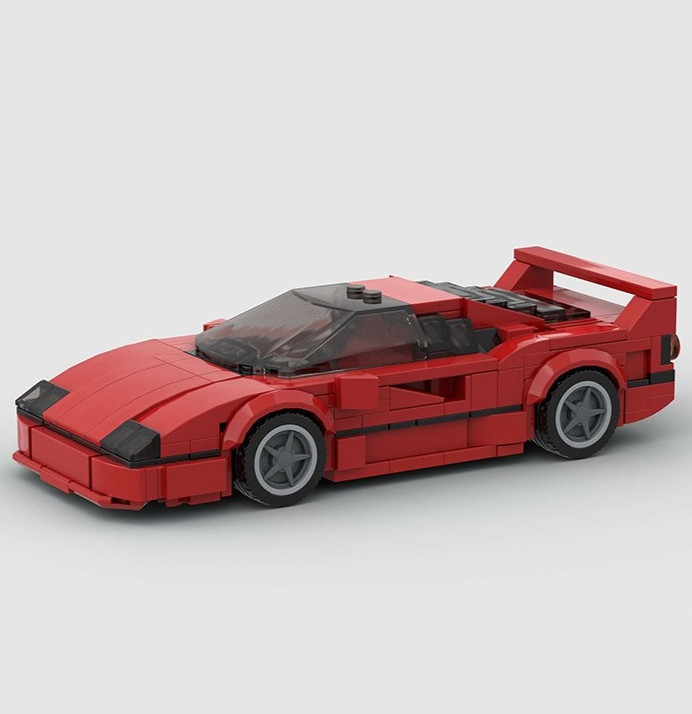 Custom MOC Lego Ferrari F40 Red Supercar 372 Piece Building Brick Car