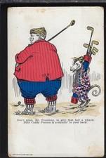 HTF Atlanta Publ Set Billy Possum & Prez Wm H Taft Golfing Cartoon Postcard