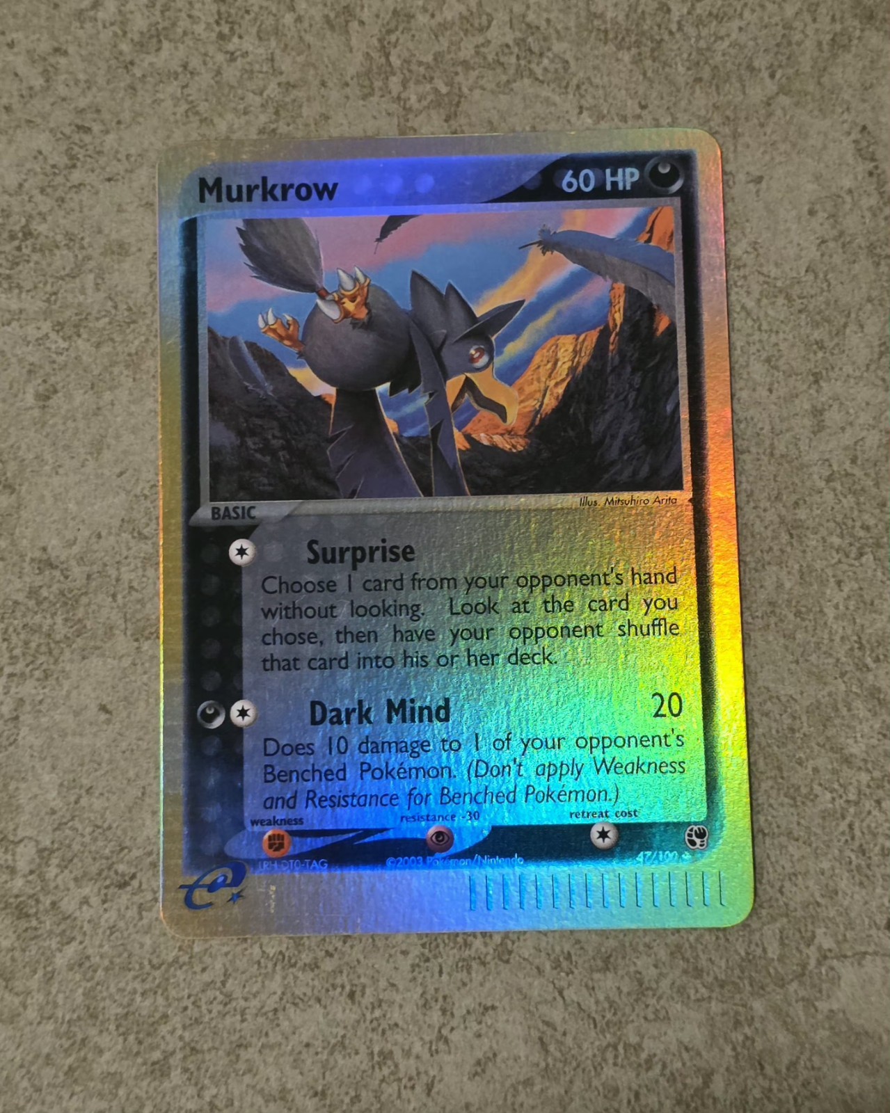 [ NM- ] Murkrow 47/100 Sandstorm Reverse Holo Pokémon Card