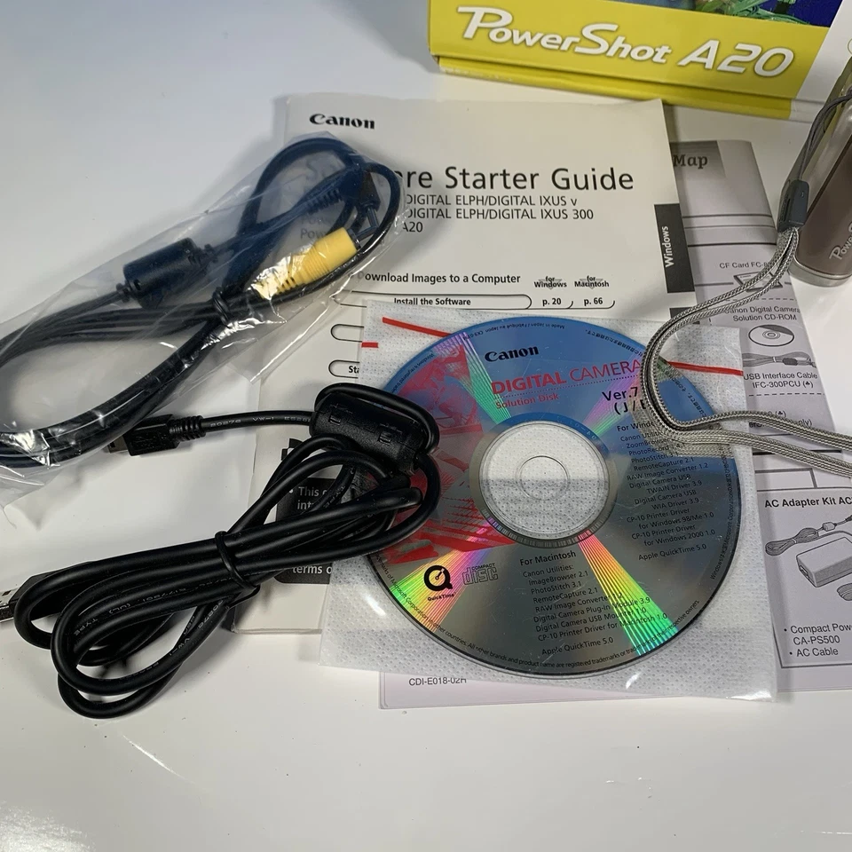 Canon PowerShot A20 Compact Digital Camera 2.1MP w/Software Manuals Cables  MINT - Image 2 of 4