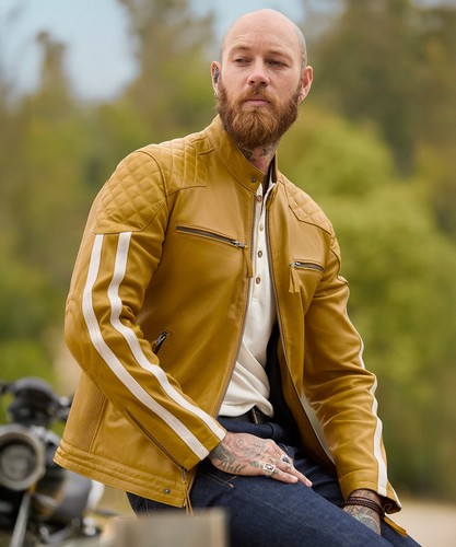 Joe Browns Men's Quilted Premium Leather Racer Jacket