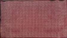 Ten Thousand Villages Red Vines Blockprint Tablecloth - Made In India - 70”x120”