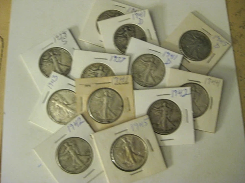 Lot of (12) Silver Walking Liberty Half Dollars   LOT  RB-15