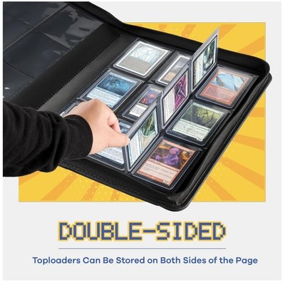 Black 9-Pocket Toploader Card Album - Removable Sleeves
