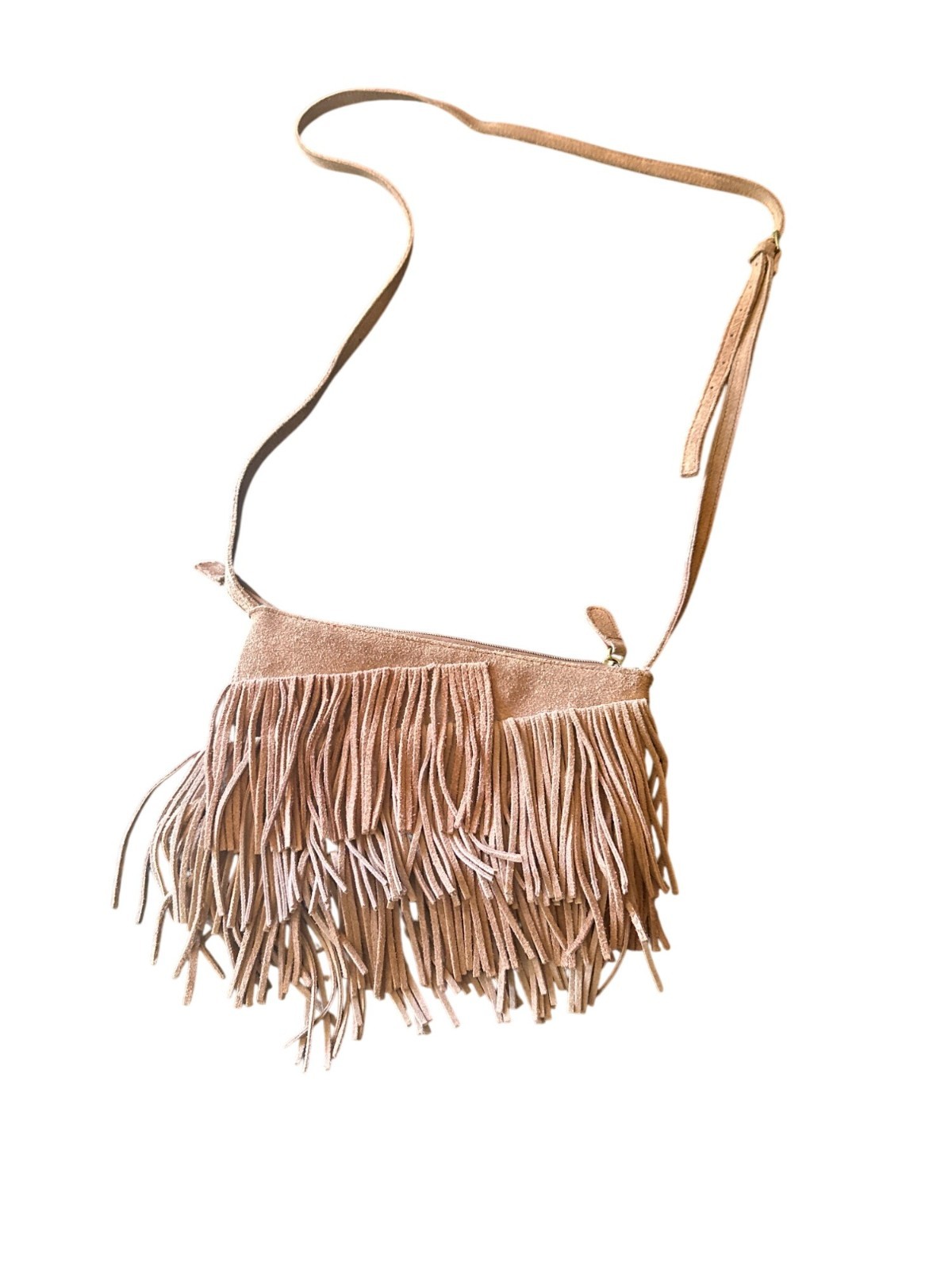 Brown Suede Fringe Crossbody Bag By Pimkie Western Rodeo Ranch Festival Hippie