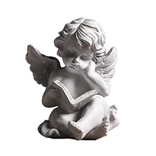 Angel Statue Cherub Wings Figurine Indoor Outdoor Guardian Home Garden White