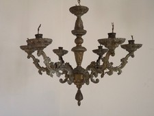 Heavy Bronze 6-Light Rococo Chandelier – Ornate Vintage Restoration Project 0003