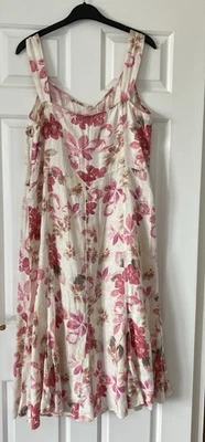 Per Una M&S 100% Linen Midi Floral Sun Dress Size 18 - Image 1 of 4
