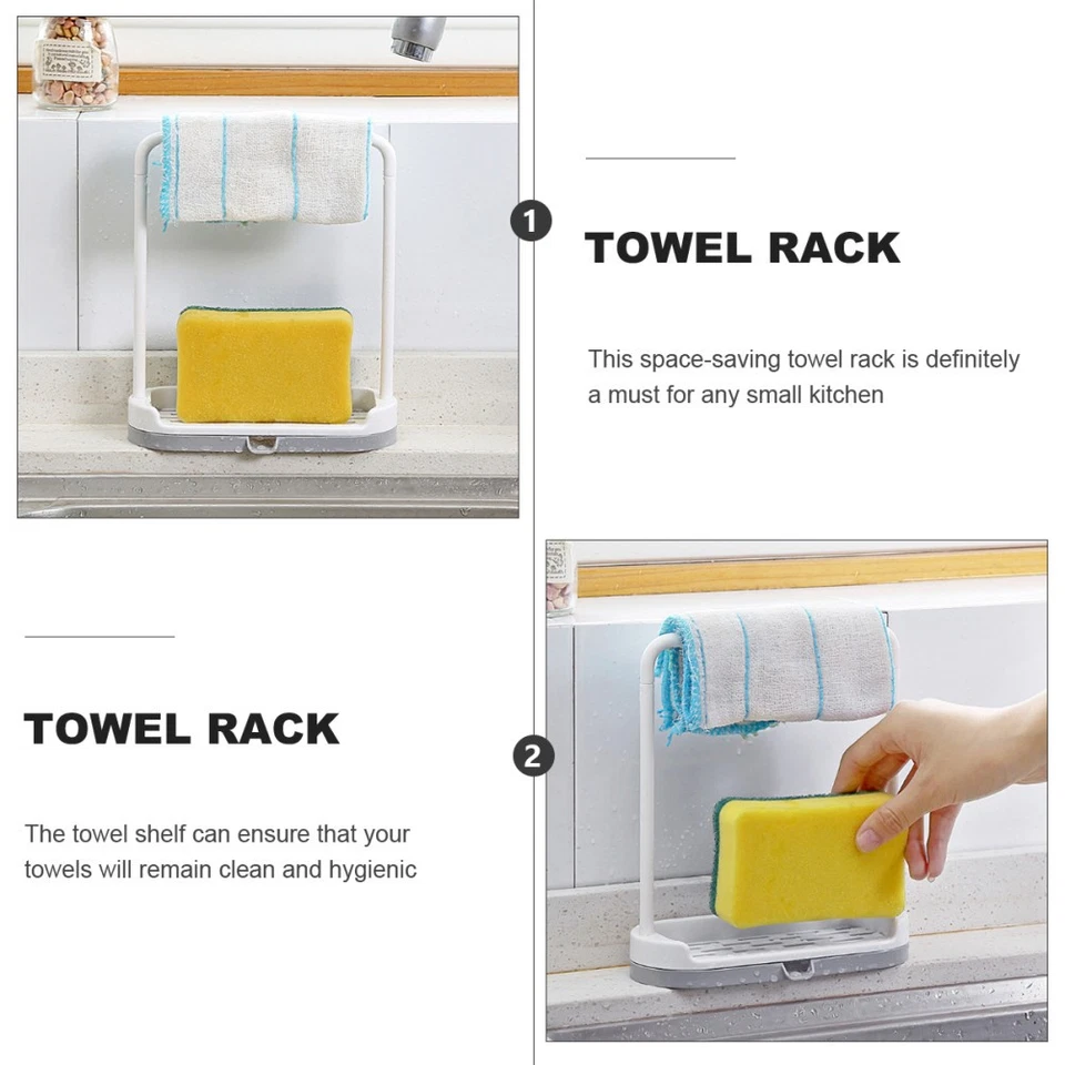 2Pcs Kitchen Storage Shelf Geschirrtuchhalter Non-Punching Towel Shelf Dishrag - Bild 3 von 4
