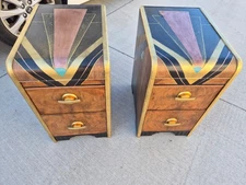 Pair Art Deco Vintage Nightstands End Tables  