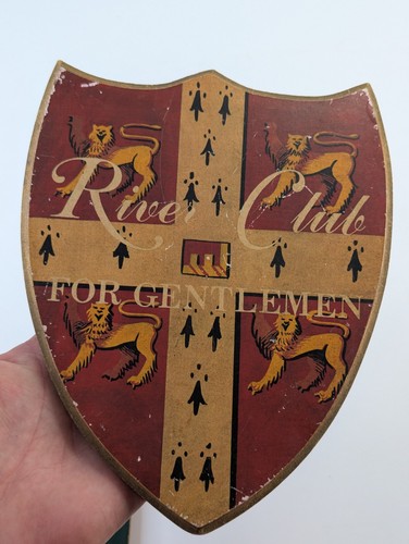 River Club For Gentleman Vintage Plaques Heraldic Shield Vintage Approx 9" - Foto 6 di 24
