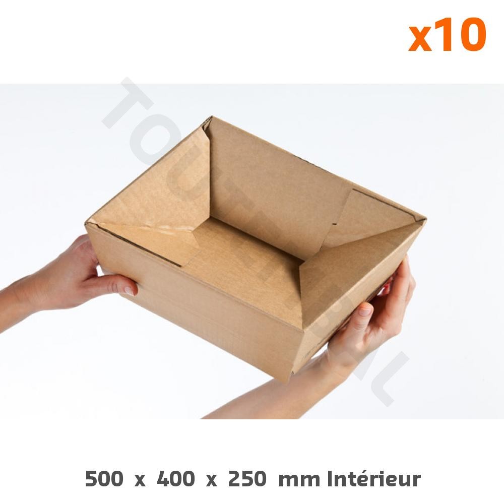 Carton 500x400x250 anti-écrasement à fond automatique pour déménagement