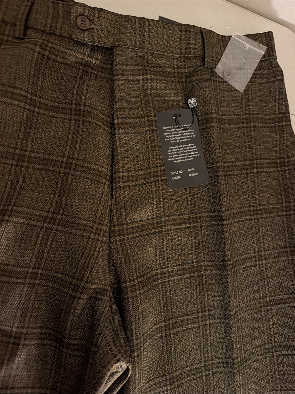 Stacy Adams Men's 40x32 Brown Plaid Dress Pants Trousers 100% Rayon NWT 601P image 2