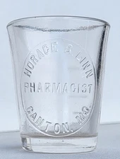HORACE B. LINN CANTON MISSOURI DRUGSTORE PHARMACY DOSE GLASS