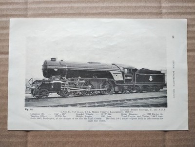 L.N.E.R. V2 Klasse 2-6-2 Mischverkehr Lokomotive - Vintage Print - 1957