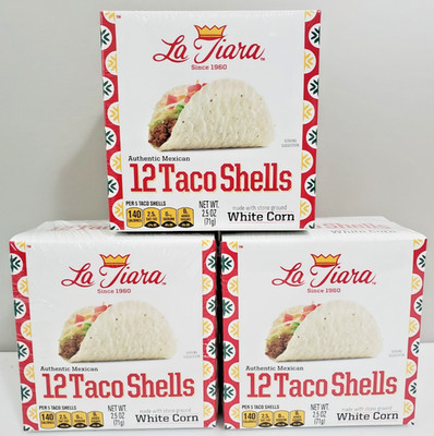 La Tiara White Corn Taco Shells 3 Boxes of 12 Sealed New ALL GOOD DATES lot 36