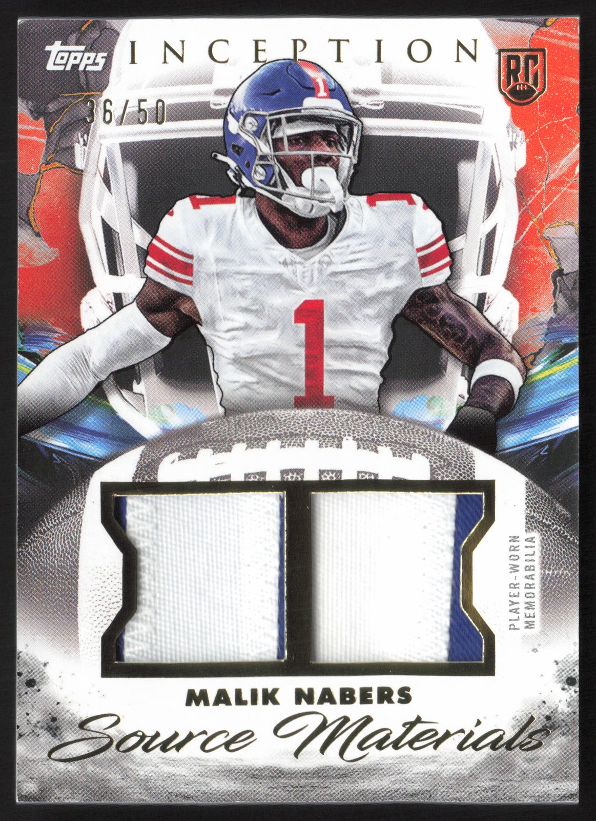 Malik Nabers Topps Inception Source Materials #SMMN Orange