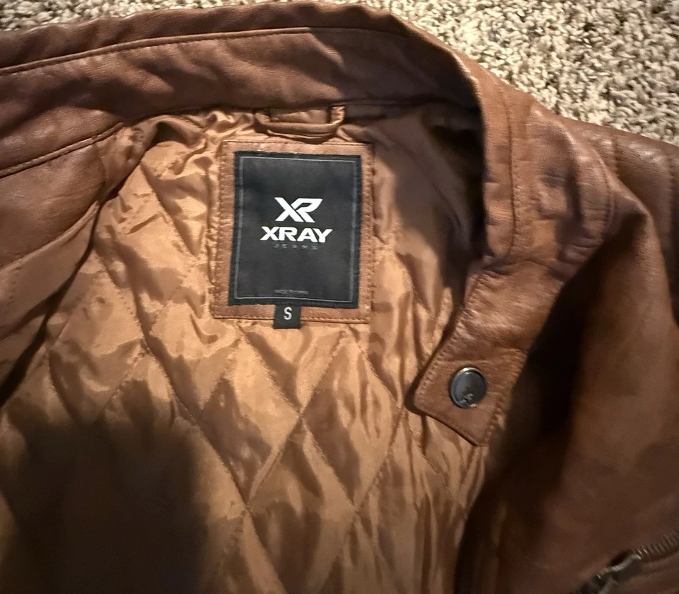 Xray X Ray Jeans Size Small Men’s Brown Faux Leather Motorcycle Jacket - Image 3 of 4
