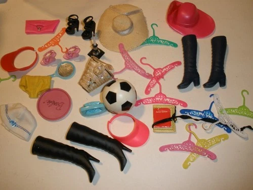 Lot of Vintage Barbie Accessories Phone, Hats, Shoes, Boots, Hangers, Etc (SU160