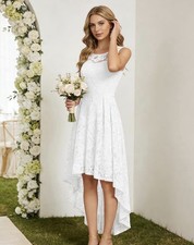 Women's Floral Lace Cocktail Dress High Low Wedding Guest Prom