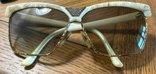 Laura Biagiotti Vintage Sunglasses Made in Italy Marbled Ivory Pearl Horn Rim