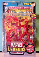 ToyBiz Marvel Legends Series II Human Torch Boxed Figure w 32page Comic & Stand