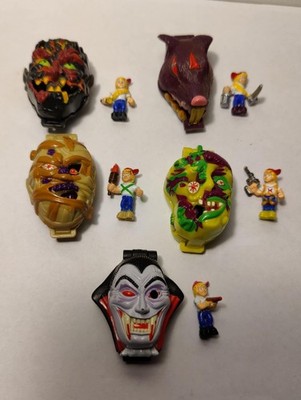 Mighty Max Shrunken Heads Vampyre, Mummy King, Rat Trap, Rock Monster & Head Cas