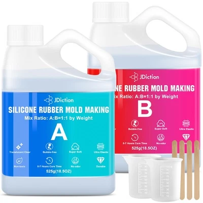 JDiction Silicone Mold Making Kit, 2.32lb(37oz) Super Elastic Liquid for , Fast