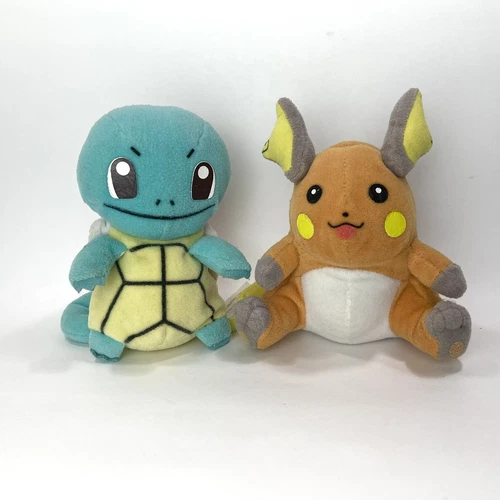 Vtg Pokemon Set RAICHU and Squirtle 5" Plush Bean Bag Toy 1998 Game Freak Beanie