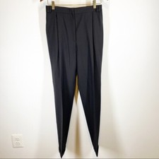 Versace Vintage Black Wool Cuffed High Rise Trouser Pants
