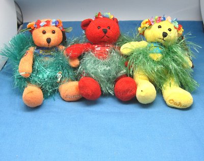 3 HAWAIIAN COLLECTIBLES NWT Passport Hula Bears ILIMA KAUNA'OA LEHUA