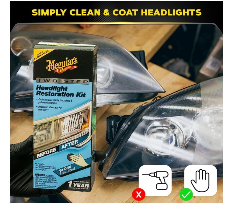 Meguiars G2970 Two Step Headlight Coating Restoration Kit Car Free