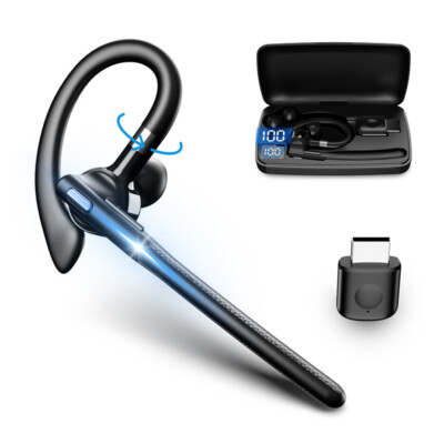 Trucker Wireless Headset Bluetooth Earpiece Dual Mic Earbud Noise Cancelling