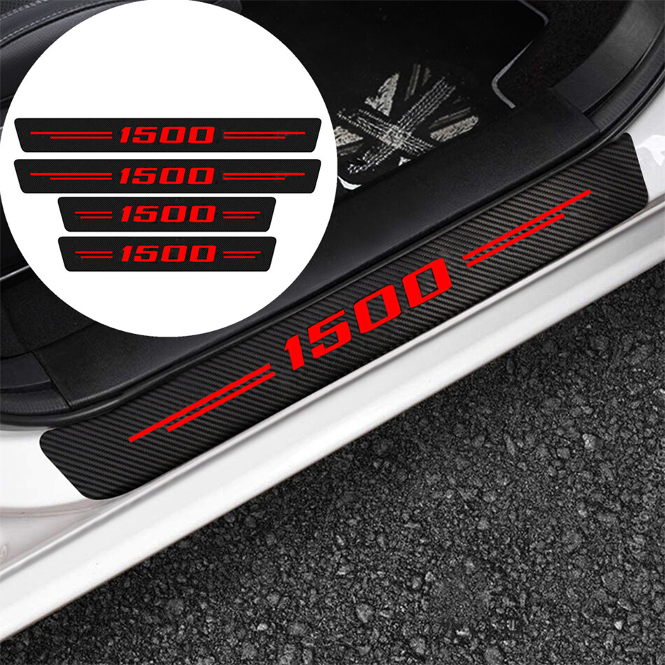 4-Piece Carbon Fiber Door Sill Protectors for Chevy Silverado 1500