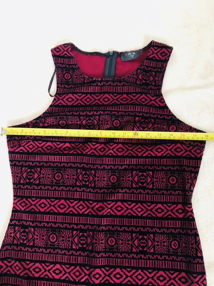 AX Paris Black and Burgundy Geometric pattern Bodycon dress size UK 10